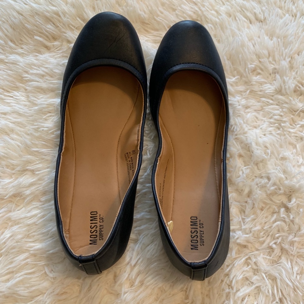 Navy faux leather flats
